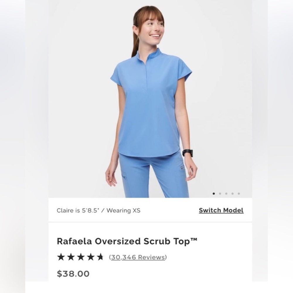 Rafaella Oversized Women's Blue Scrub Top